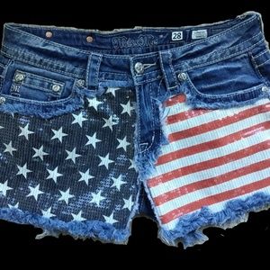 Miss Me Signature Jean Shorts American Flag Sz. 28